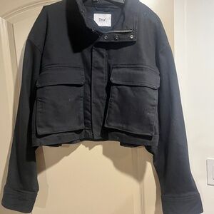 TNA black cropped bomber jacket